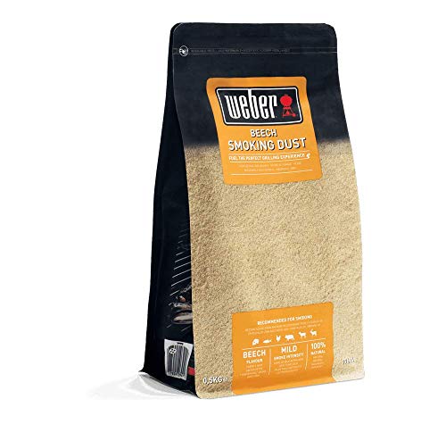 Weber Räuchermehl - Buchenholz (500g Packung) - mildes Aroma, ideal für Käse, Gemüse, Fisch, Geflügel, Schwein & Wild, ideal auch für Kalträuchern (17614) von Weber