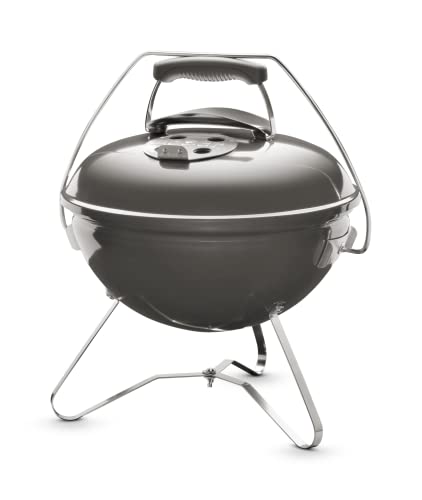 Weber Smokey Joe Premium Holzkohlegrill, Ø 37cm Grillfläche, portabeler BBQ Grill mit praktischem Tragebügel, porzellanemaillierten Deckel & Kessel - Smoke Gray (1126704) von Weber