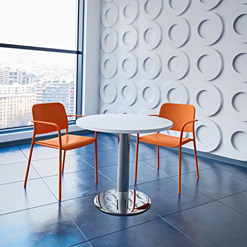 Optima runder Besprechungstisch Ø 80 cm Weiß Verchromtes Gestell Tisch Esstisch von Weber Büro