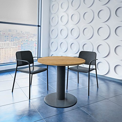 Weber Büro Optima runder Besprechungstisch Ø 80 cm Bernstein-Eiche Anthrazites Gestell Tisch Esstisch von Weber Büro