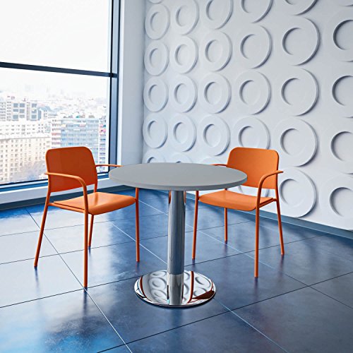 Weber Büro Optima runder Besprechungstisch Ø 80 cm Perlgrau Verchromtes Gestell Tisch Esstisch von Weber Büro