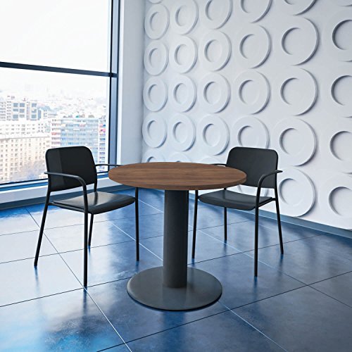 Weber Büro Optima runder Besprechungstisch Ø 80 cm Nussbaum Anthrazites Gestell Tisch Esstisch von Weber Büro