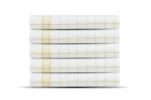 Weberei Pahl 10er Set Geschirrtücher in 60 x 80 cm Baumwolle - Extrem strapazierfähig und saugstark - mit praktischem Aufhänger - waschbar bis 95°C - Küchentücher - Oeko-TEX (Gelb) von WEBEREI PAHL