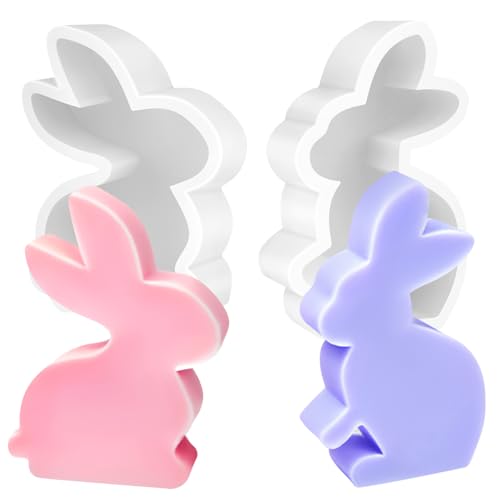 Silikonformen Gießformen, 2 Stück Ostern Kaninchen Silikonformen Gießformen, Kaninchen gießformen silikon, Osterhase Silikonform for Gips, Sojawachs Kerzen, Epoxidharz von Wechoide