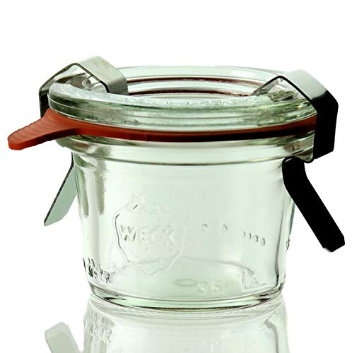 12 Weck Mini Sturzgläser 35ml / RR40 mit Glasdeckel im Original Karton (Mit Glasdeckel) von Weck