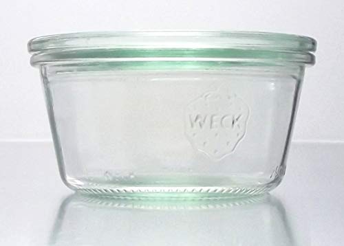 6 Weck Einkochgläser Sturzform/Sturzglas 290ml RR100 mit Glasdeckel, Ringen und Klammern im Original Weck Karton (Mit Glasdeckel, Ringen und Klammern) von Weck