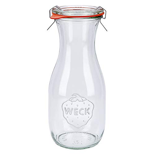 6x WECK-Saftflasche 530ml mit Gummiring und 2 Klammern von Weck