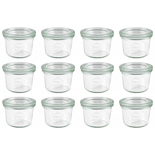 12 Weck Mini Sturzgläser 80ml / RR60 mit Glasdeckel im Original Karton (Mit Glasdeckel) von Mcties