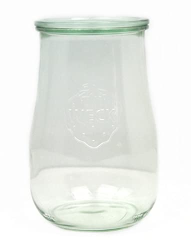 4 Weck Einkochgläser / Einmachgläser, Tulpenform 1,5 Liter RR100 mit Glasdeckel im Original Weck Karton (Mit Glasdeckel) von Weck