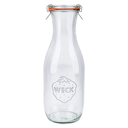 6x WECK-Saftflasche 1062ml mit Gummiring und 2 Klammern von Weck