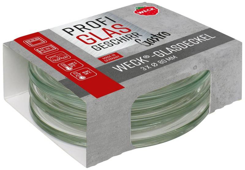 WECK Einmachglas 3er Set Gastropack 80 mm Gourmetdeckel Weck, Deckel 76129 von Weck