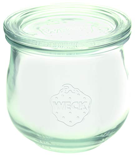 WECK Gläser Tulpenform #746 370 ml (6 Stück, inkl. Klammern + Gummis, Deckel ø 80 mm, Einmachgläser, Dessertgläser, Marmeladengläser) 58309, Durchsichtig von Weck