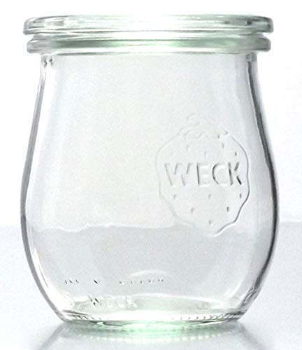 Weck 12 Einkochgläser Tulpenform 220ml RR60 im Original Karton mit Auswahl Zubehör (Mit Glasdeckel, Ringen und Klammern) von Weck