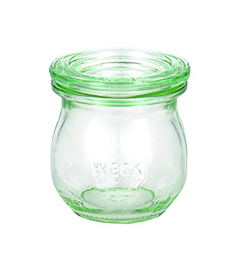 Weck 49854 Einmach Set Gläser Tulpenform Mini 75ml, 12x Einmachring 89x52mm, 24x Klammern, 2 Kartons Deckel 40mm, zum Aufbewahren von Vorräten, Rot von Weck