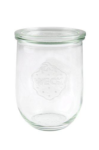 Weck 6 Einkochgläser/Einmachgläser, Tulpenform 1,0 Liter RR100 mit Auswahl Zubehör im Original Karton (Mit Glasdeckel und Ringen) von Weck