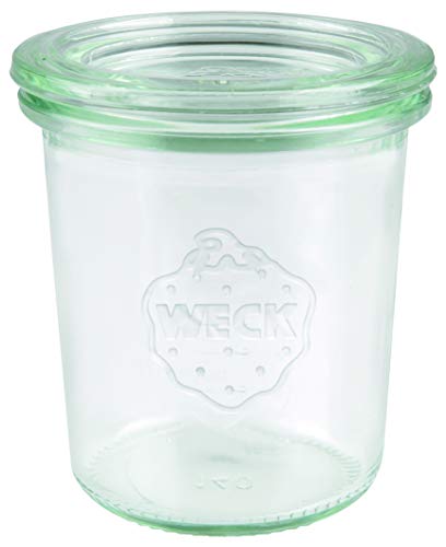 Weck 761 Sturzglas 140 ml (Hochwertiges Einweck, Einmach Glas mit Glasdeckel, zum Einkochen; Hitzebeständig, Mikrowellengeeignet, Backofengeeignet; Rundrandglas) 12 Stück durchsichtig von Weck