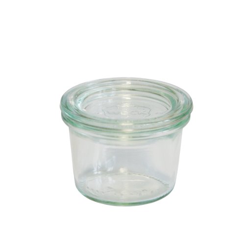 Weck Dessertglas, Hochwertige Vorspeisengläser, Sturzform mit Glasdeckel, Weck Gläser für Vorspeisen und Desserts, ideal zum Anrichten und Präsentieren von Speisen, 6 Stück mit je ca. 80 ml Füllvolumen von axentia