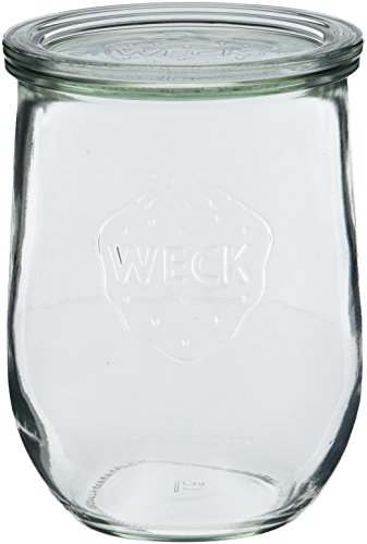Weck Einkochgläser-Set - Einkochglas 4 Stück a 1 Liter - Einweckglas-Set mit Gummiring 5 Stück - Einwegglas mit Klammern 8 Stück - Einwegglaeser-Set mit Deckel - Sturzglas spülmaschinengeeignet von Weck