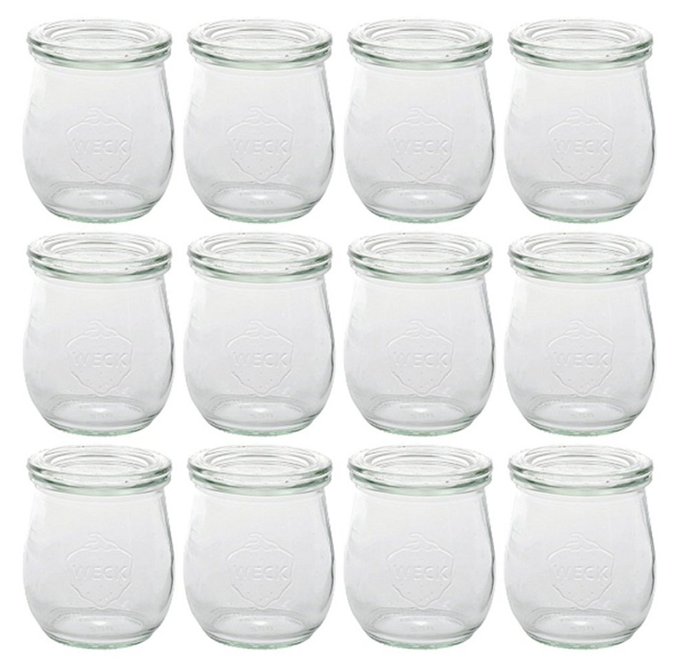 WECK Einmachglas 12er Pack Tulpen Gläser Vorspeisen Dessert Glas mit Deckel 220ml, Glas, (12-tlg) von WECK