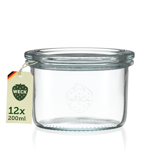 Weck Gläser 220ml – 12er Set mit Deckeln – Sturzform – robuste, stapelbare Dessertgläser, Einkoch- & Einmachgläser – klein – Weckglas ideal für Nachtisch – Made in Germany Weck Gläser 220ml – 12er Set mit Deckeln – Sturzform – robuste, stapelbare Dessertgläser, Einkoch- & Einmachgläser – klein – Weckglas ideal für Nachtisch – Made in Germany von Weck