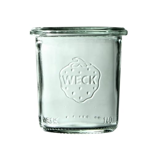Weck Mini-Glas 140 ml 12 Stück | Zum Einmachen von Konfitüren, Säften, luftdichtes Aufbewahren von trockenen Zutaten von Weck