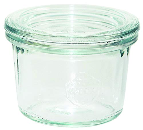 Weck Sturzglas 80 ml (Hochwertiges Einweck, Einmach Glas mit Glasdeckel; zum Einkochen; Hitzebeständig; Mikrowellengeeignet; Backofengeeignet; Rundrandglas) 80, 12 Stück von Weck