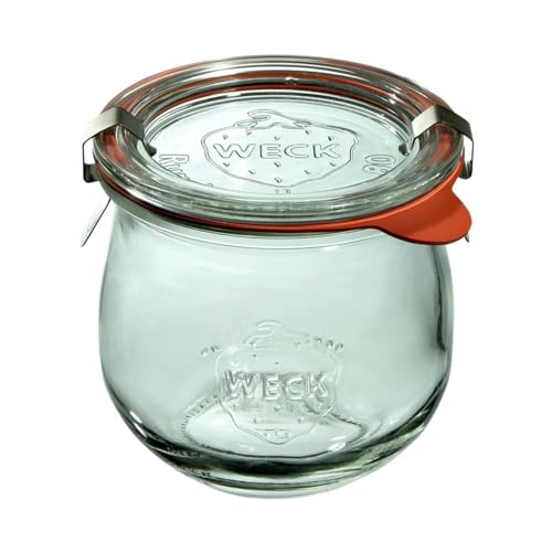 Weck Tulpe 370 ml 6-teiliges Glas mit Deckel, Dichtung und 2 Verschlüssen | Zum Haltbarmachen von Konserven, Säften, luftdichtes Aufbewahren von trockenen Zutaten von Weck