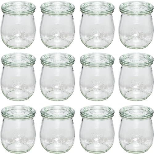 Weck Tulpenformgläser 220 ml 4er Karton (Gläser in Tulpenform, optimal für Nachspeißen, mit 60 mm RR-Deckel) 619, Durchsichtig von Weck