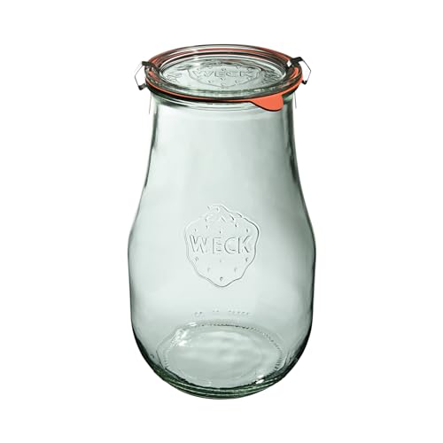 Weck Tulpenglas 2700 ml 4 Stück | Glas mit Deckel, Dichtung und 2 Verschlüssen | zum Einmachen von Konserven, Säften, hermetischer Aufbewahrung von trockenen Zutaten von Weck