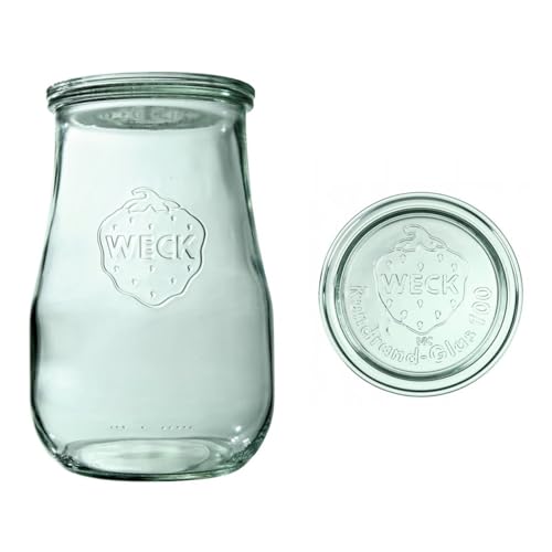 Weck Tulpenglas 2700 ml 4 Stück | Glas mit Deckel | Zur Konservierung, Säften, luftdichter Aufbewahrung von trockenen Zutaten von Weck