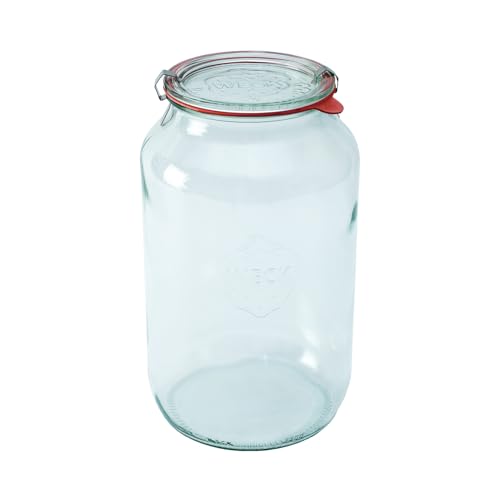 Weck Zylinderglas 3000 ml 4 Stück | Glas mit Deckel, Dichtung und 2 Verschlüssen | Zum Einmachen von Konserven, Säften, zur luftdichten Aufbewahrung von trockenen Zutaten Weck Zylinderglas 3000 ml 4 Stück | Glas mit Deckel, Dichtung und 2 Verschlüssen | Zum Einmachen von Konserven, Säften, zur luftdichten Aufbewahrung von trockenen Zutaten von Weck