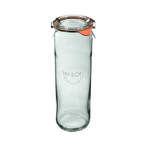 Weck Zylinderglas 600 ml 6 Stück | Glas mit Deckel, Dichtung und 2 Verschlüssen | Zum Einkochen von Konserven, Säften, luftdichtes Aufbewahren von trockenen Zutaten von Weck