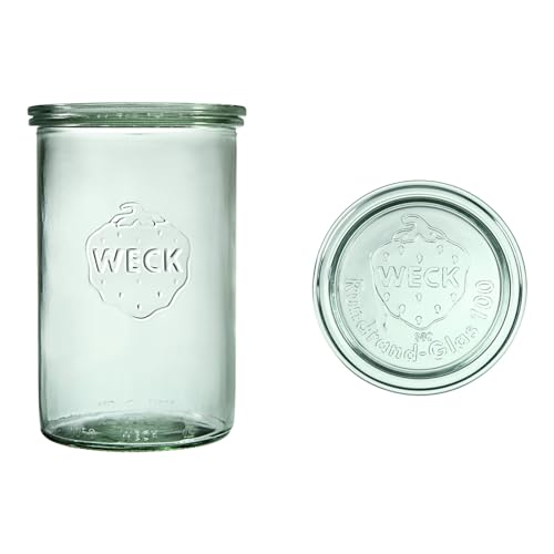 Weck Zylindrisches Glas 1000 ml 6 Stück | Glas mit Deckel | Zur Konservierung, Säften, luftdichter Aufbewahrung von trockenen Zutaten von Weck