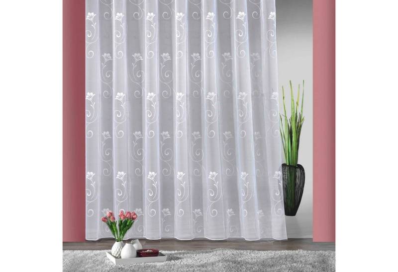 Weckbrodt Gardine Lilly (1 St), Smokband, halbtransparent, Jacquard, Jacquard, strukturiert, Allover,floral,Beschwerungsband, nach Maß von Weckbrodt