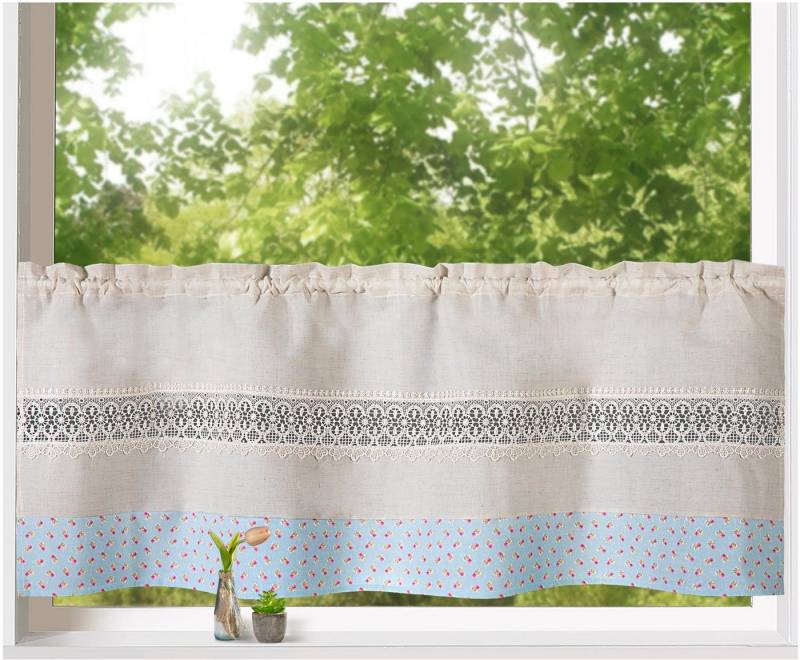 Weckbrodt Scheibengardine Alicia (1 St), Stangendurchzug, blickdicht, Stabtunnel, blickdicht, Bordüre, Kante, Gardine, HxB 45x120cm, Store von Weckbrodt