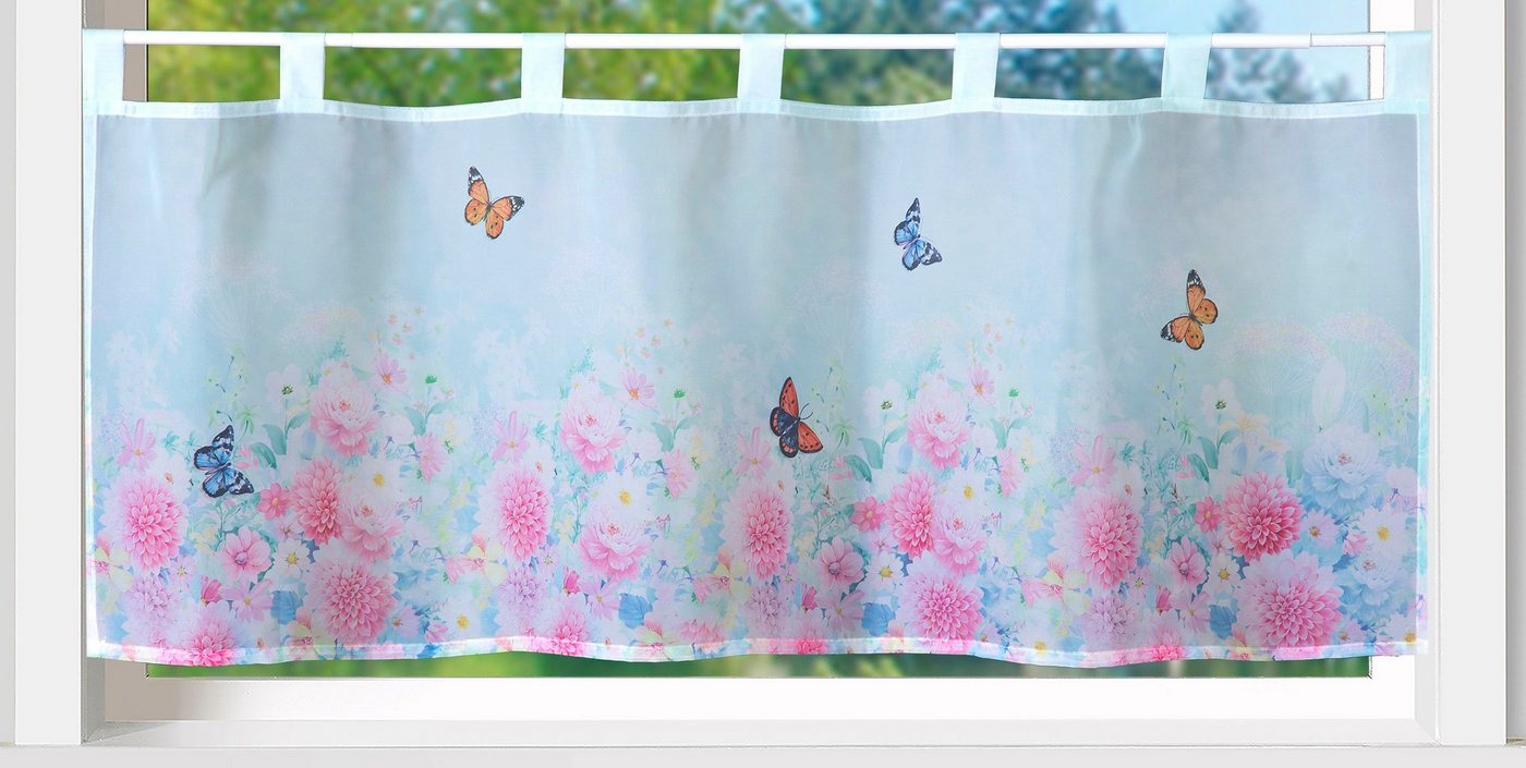 Weckbrodt Scheibengardine Capri, Schlaufen (1 St), halbtransparent, Voile, Voile, halbtransparent, bedruckt, HxB 45x120cm, Gardine, Store von Weckbrodt