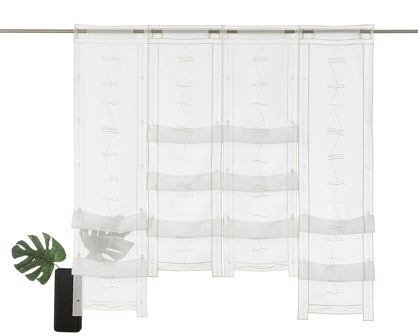 Scheibengardine Selina, Weckbrodt, Stangendurchzug (1 St), transparent, Voile, Hochraff, Gardine, Voile, Stickerei, bestickt, transparent, Raffung von Weckbrodt