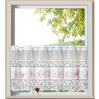 Weckbrodt Scheibengardine "Rosen", (1 St.), Bistro, Jacquard, floral, Bordüre, HxB 45x145cm, Gardine, Store von Weckbrodt