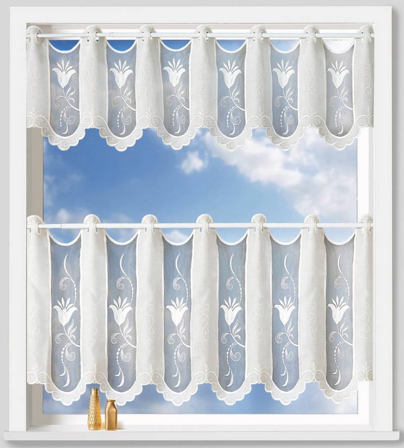 Weckbrodt Scheibengardine nach Maß Chiara (1 St), Stangendurchzug, halbtransparent, Bistro, Gardine, Store, nach Maß von Weckbrodt