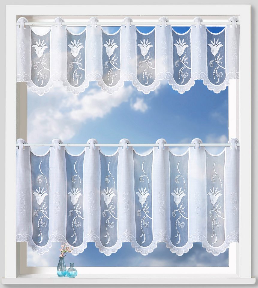 Weckbrodt Scheibengardine nach Maß Chiara (1 St), Stangendurchzug, halbtransparent, Bistro, Gardine, Store, nach Maß von Weckbrodt