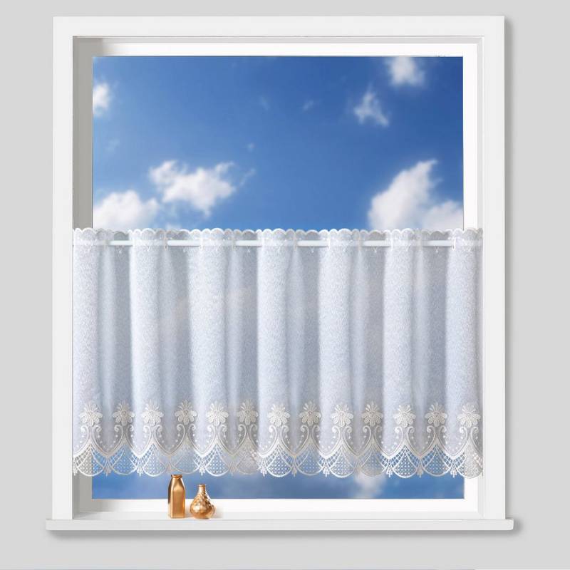 Weckbrodt Scheibengardine nach Maß Fiorella (1 St), Stangendurchzug, halbtransparent, Bistro, Gardine, Store, nach Maß von Weckbrodt