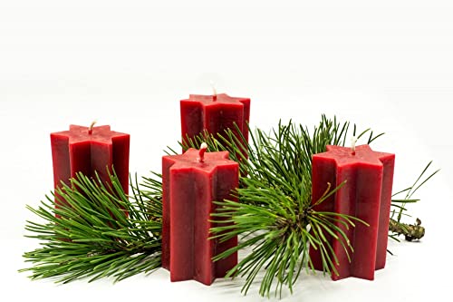 Weckelweiler Werkstätten Sternkerzen Adventskranzkerzen 4 Stück Bienenwachs rot von Weckelweiler Werkstätten