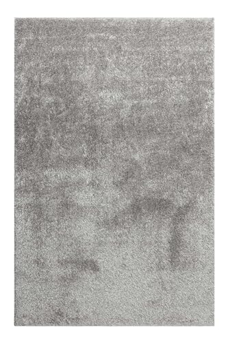 Entdecke den zeitgemäßen Hochflor Teppich Fanny von WECONhome Basics – Perfekt für Wohnzimmer, Schlafzimmer, Kinderzimmer und mehr (200 x 200 cm, hellgrau) von Wecon Home