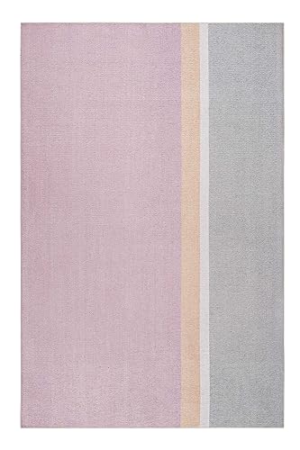 Esprit Home, Moderner Kurzflor Teppich - Läufer aus Baumwolle für Wohnzimmer, Flur, Schlafzimmer, Fresh Love, Salt River (130 x 190 cm, rosa grau) von Wecon Home
