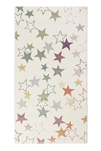 Esprit I Moderner Kurzflor Kinderteppich, Kinderzimmer I Esterya I ESP-4636-060 I Rosa Grün Grau Flieder Gelb Weiß I (80 x 150 cm) von Wecon Home