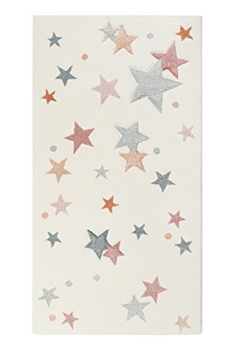 Esprit I Moderner Kurzflor Kinderteppich, Kinderzimmer I Jonne I ESP-4639-060 I Rosa Blau Grau Weiß I (80 x 150 cm) von Wecon Home
