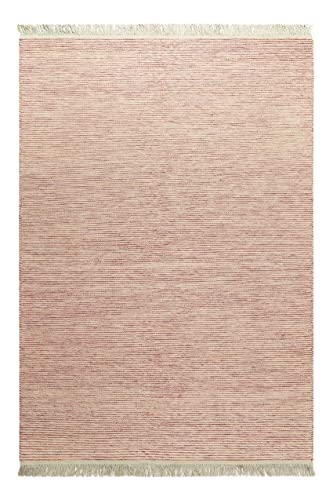 Kelim Teppich handgewebt - Naturfaser Läufer & Teppiche bestens geeignet fürs Wohnzimmer & Schlafzimmer, Handwebteppich & Wollteppich, nachhaltig & hochwertig, 80 x 150 cm, Rot Beige - Amélie von Wecon Home