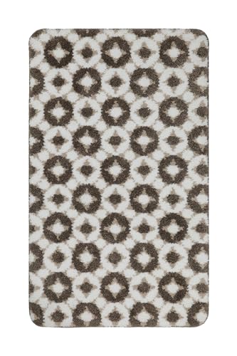 Moderner Badteppich mit abstraktem Muster von WECONhome Basics - rutschfest, Waschbar - Elegantes Design für jedes Badezimmer - Vielseitige Größen & Farben – J&J (55 x 65 cm, Taupe beige) von Wecon Home