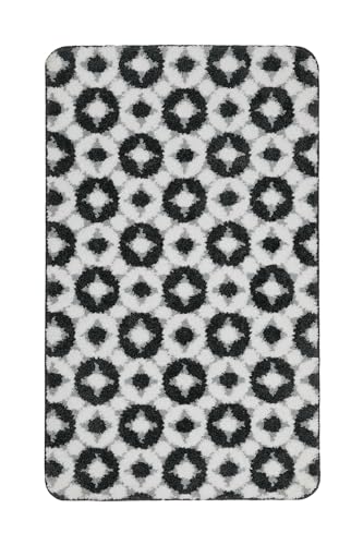 Moderner Badteppich mit abstraktem Muster von WECONhome Basics - rutschfest, Waschbar - Elegantes Design für jedes Badezimmer - Vielseitige Größen & Farben – J&J (55 x 65 cm, anthrazit grau) von Wecon Home