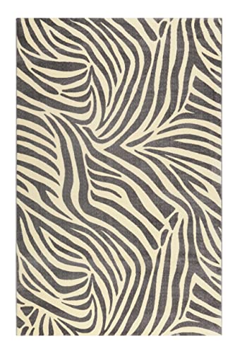 Stilvoller gewebter Kurzflorteppich mit Zebra-Muster – Moderner Chic für Wohnzimmer und Schlafzimmer und mehr – Teppich Zebra von WECONhome (133 x 200 cm, grau) von Wecon Home